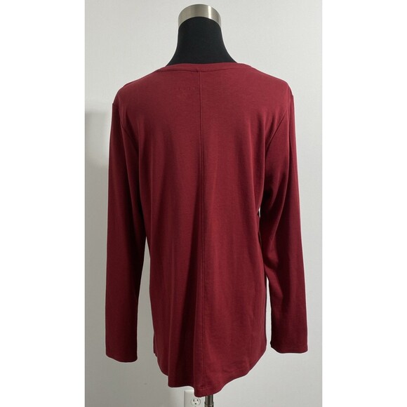 J. Jill Tee Shirt Womens L Red Pima Cotton Crew Neck High Low Hi-Lo Sustainable - Picture 4 of 11